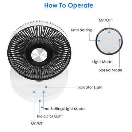 Foldable Rechargeable LED Desk Fan Wall Mounted with Magnetic Remote