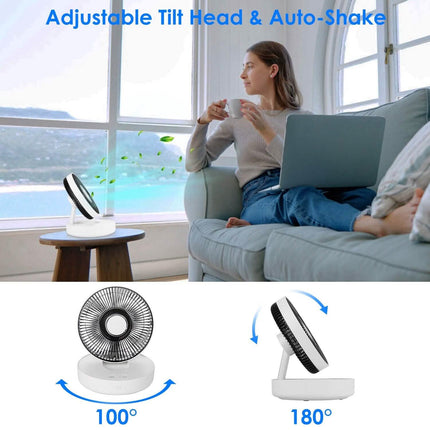 Foldable Rechargeable LED Desk Fan Wall Mounted with Magnetic Remote