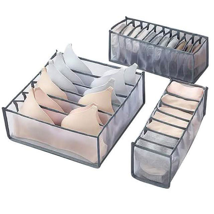 Foldable Underwear Storage Box Magic Mesh Transparent Plaid Fabric