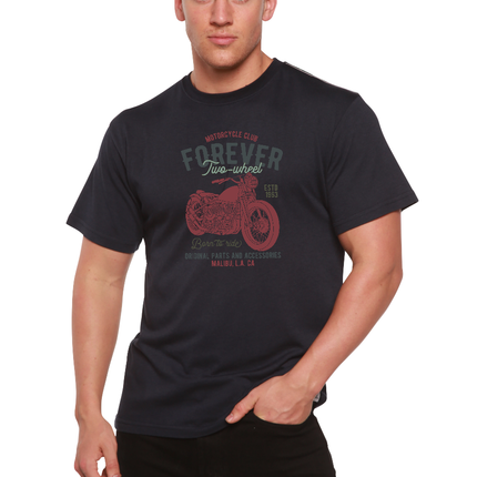 FOREVER TWO WHEEL Men's Bamboo Viscose/Organic Cotton Short Sleeve Graphic T-Shirt