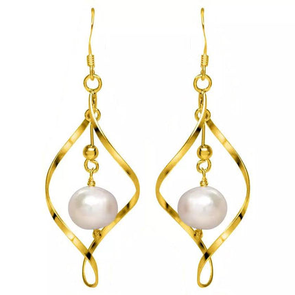 Freshwater Pearl Dangle Earrings in Sterling Silver