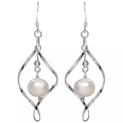 Freshwater Pearl Dangle Earrings in Sterling Silver