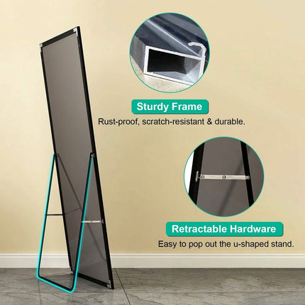 Full Length Mirror Aluminum Alloy Wall Mirror Free Standing Floor