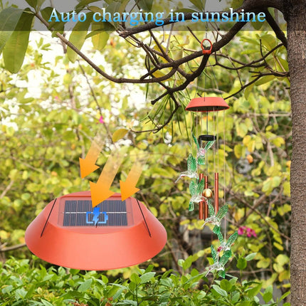 Garden Patio Yard Waterproof Solar Hummingbird Wind Chimes