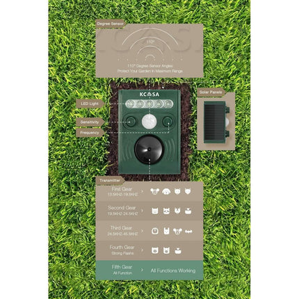 Garden Ultrasonic PIR Sensor Solar Animal Dispeller