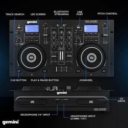 Gemini Sound CDM-4000BT DJ Mixer (Refurbished)
