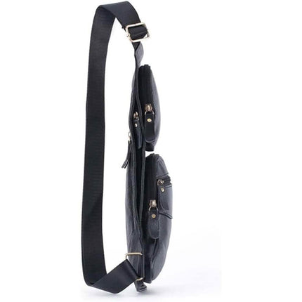 Genuine Leather Chest Bag For Men Leather Shoulder Bag Personality Messenger Bag  Casual Bag