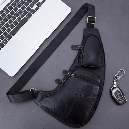 Genuine Leather Chest Bag For Men Leather Shoulder Bag Personality Messenger Bag  Casual Bag