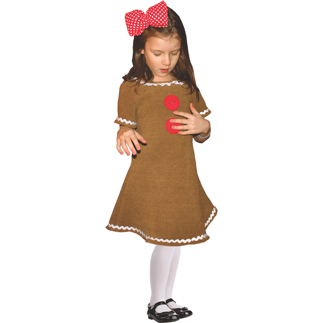 Kids Gingerbread Costume with Festive Tunic and Sweet Holiday Design