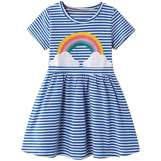 Girl's Cotton Casual Striped Jersey Dress