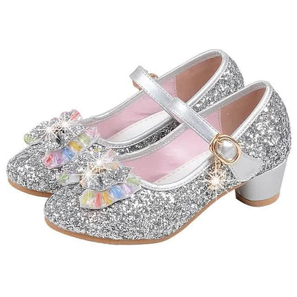 Girls'Heels Party Mary Jane Basic Pump Dress Crystal Bowknot