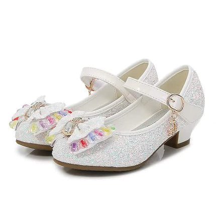 Girls'Heels Party Mary Jane Basic Pump Dress Crystal Bowknot