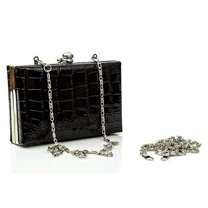 Glambag Shiny Exotic Croc Frame Clutch