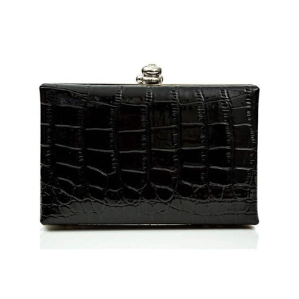 Glambag Shiny Exotic Croc Frame Clutch