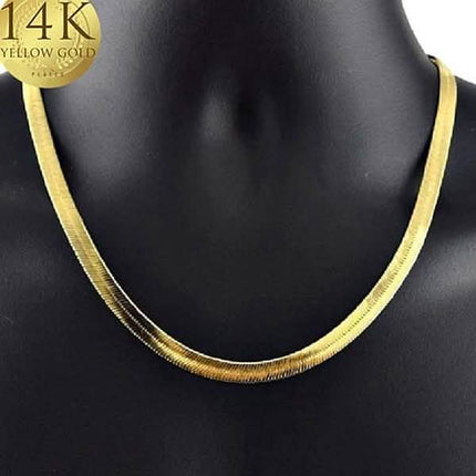 Gold Magic Herringbone Flat Chain Necklace - Size: 18"