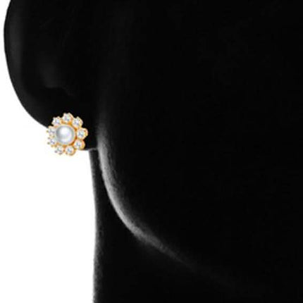 Gold Plated Cultured Pearl Stud Earrings