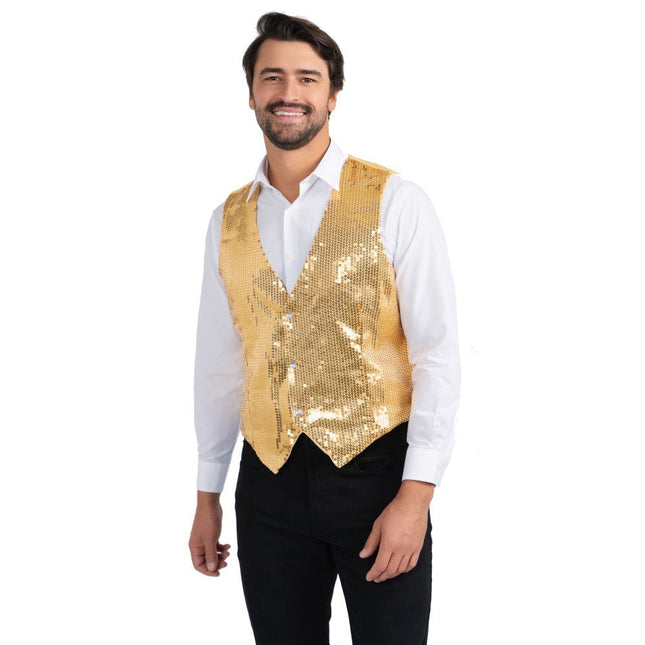 Adult Gold Sequin Vest with Sparkling Design and Party Style Finish