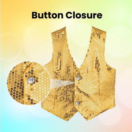 Kids Gold Sequin Vest with Sparkling Design and Party Style Finish