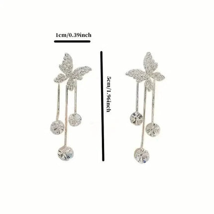 Golden-Tone Alloy Zirconia Dangle Earrings