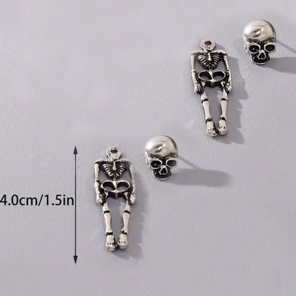 Gothic Dark Wind Skull Skeleton Hanging Earrings