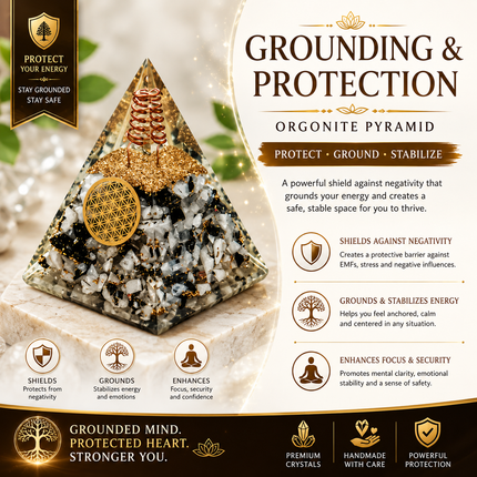 Handmade Orgonite Crystal Pyramid – Energy Healing Decor for Balance, Protection, Love & Prosperity