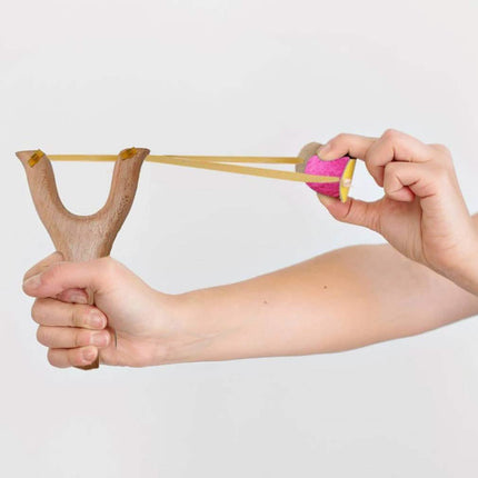 Handcrafted Wood Slingshot With Soft Felt Balls