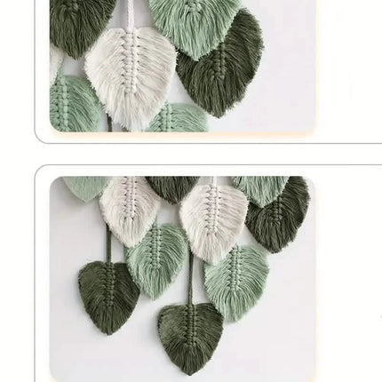 Handwoven Cotton Rope Leaf Tapestry