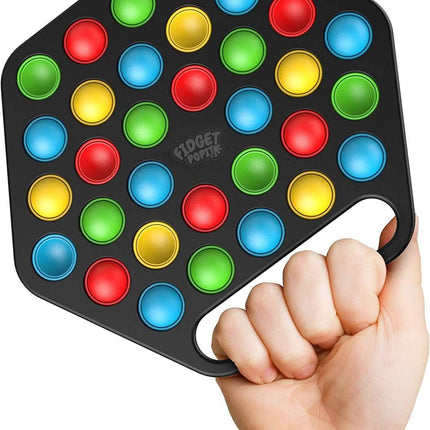 Hard Shell Pop it Fidget Toy Board with Carrying Handle for Adults & Kids
