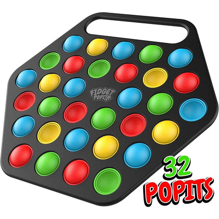 Hard Shell Pop it Fidget Toy Board with Carrying Handle for Adults & Kids