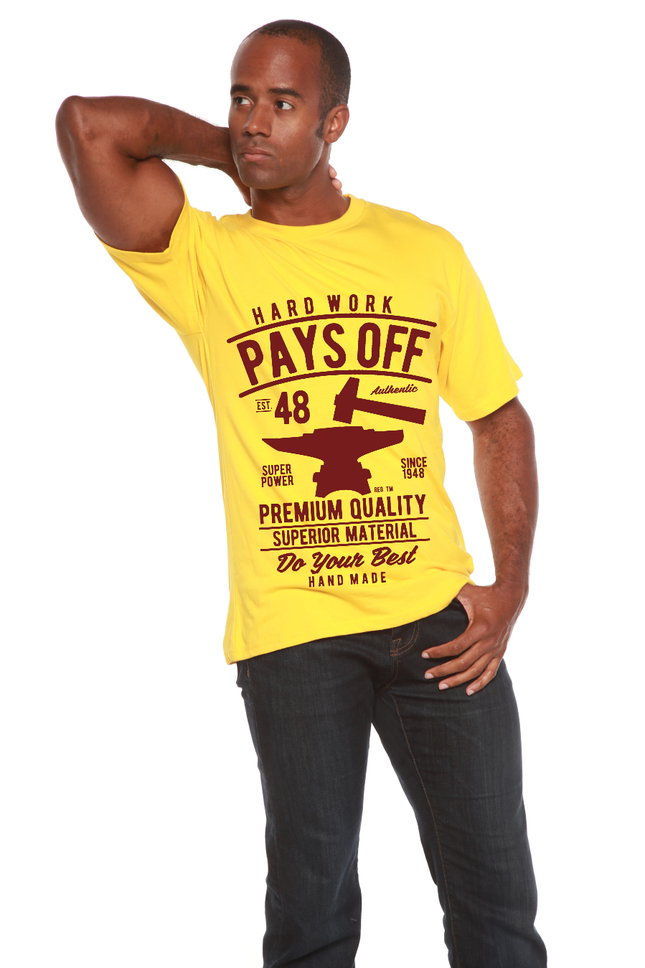 Hard Work Pays Men's Bamboo Viscose/Organic Cotton Short Sleeve Graphic T-Shirt