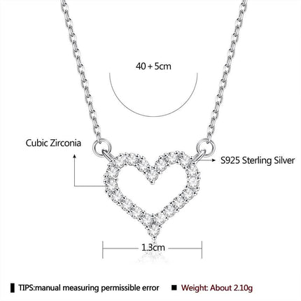 Heart-Shape 925 Sterling Silver Pendant Necklace
