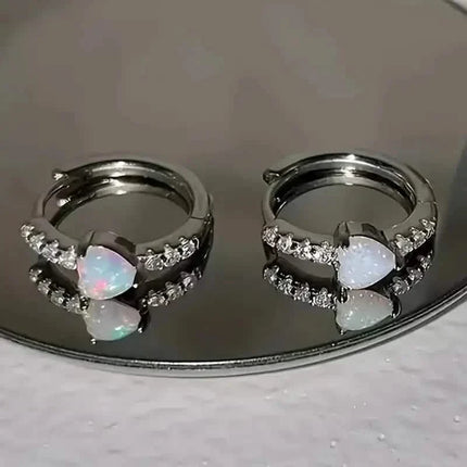 Heart-shaped Synthetic Zirconia Hoop Earrings
