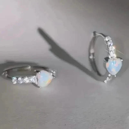 Heart-shaped Synthetic Zirconia Hoop Earrings