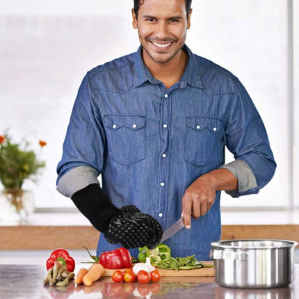 Heat Resistant Grilling Long Silicone Non-Slip Gloves