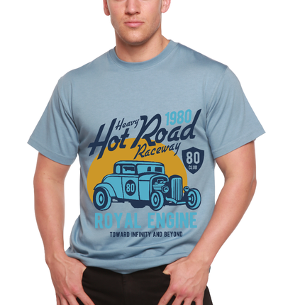 Heavy Hot Road Men's Bamboo Viscose/Organic Cotton Short Sleeve Graphic T-Shirt