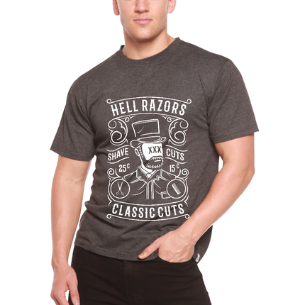 Hell Razors Men's Bamboo Viscose/Organic Cotton Short Sleeve Graphic T-Shirt