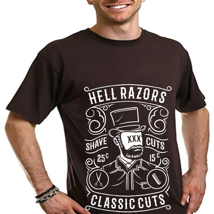 Hell Razors Men's Bamboo Viscose/Organic Cotton Short Sleeve Graphic T-Shirt