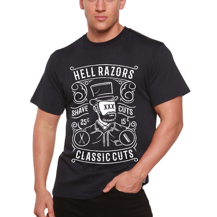 Hell Razors Men's Bamboo Viscose/Organic Cotton Short Sleeve Graphic T-Shirt