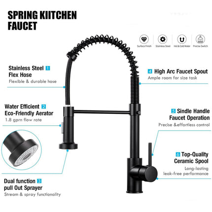 High Arc Spring Kitchen Sink Faucet