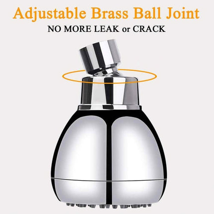 High Pressure Shower Head 3" Anti-clog Anti-leak Fixed with Adjustable Swivel Brass Ball Joint