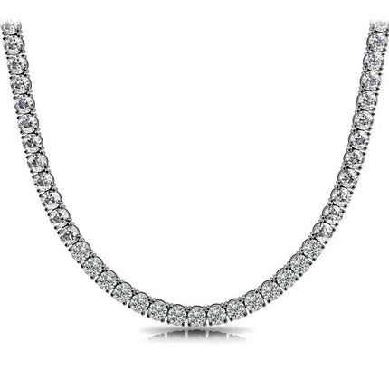 Huge 23 Ct TW Round Cut Natural Diamond Tennis Necklace 14K White Gold 18"