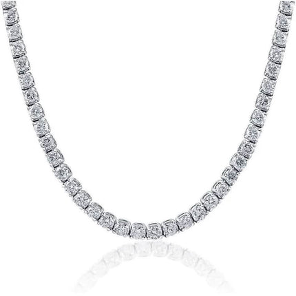Huge 23 Ct TW Round Cut Natural Diamond Tennis Necklace 14K White Gold 18"