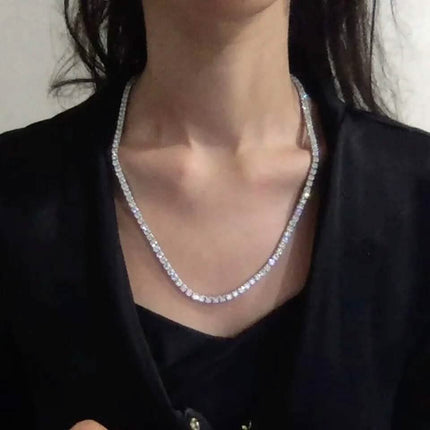 Huge 23 Ct TW Round Cut Natural Diamond Tennis Necklace 14K White Gold 18"