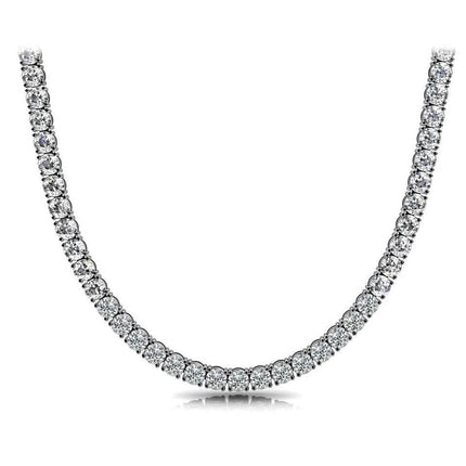 Huge 23 Ct TW Round Cut Natural Diamond Tennis Necklace 14K White Gold 18"