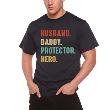 Husband, Daddy, Protector, Hero Men's Bamboo Viscose/Organic Cotton Short Sleeve Graphic T-Shirt