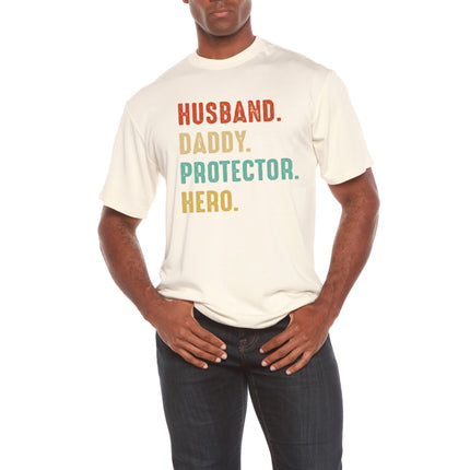 Husband, Daddy, Protector, Hero Men's Bamboo Viscose/Organic Cotton Short Sleeve Graphic T-Shirt