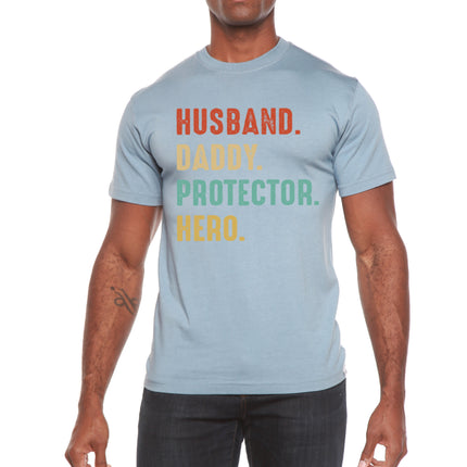 Husband, Daddy, Protector, Hero Men's Bamboo Viscose/Organic Cotton Short Sleeve Graphic T-Shirt
