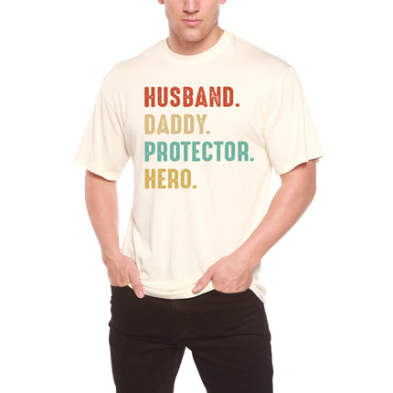 Husband, Daddy, Protector, Hero Men's Bamboo Viscose/Organic Cotton Short Sleeve Graphic T-Shirt