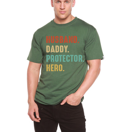 Husband, Daddy, Protector, Hero Men's Bamboo Viscose/Organic Cotton Short Sleeve Graphic T-Shirt