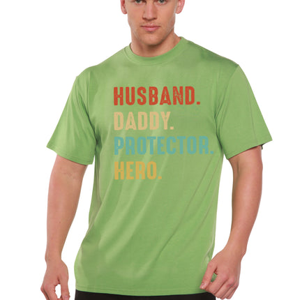 Husband, Daddy, Protector, Hero Men's Bamboo Viscose/Organic Cotton Short Sleeve Graphic T-Shirt